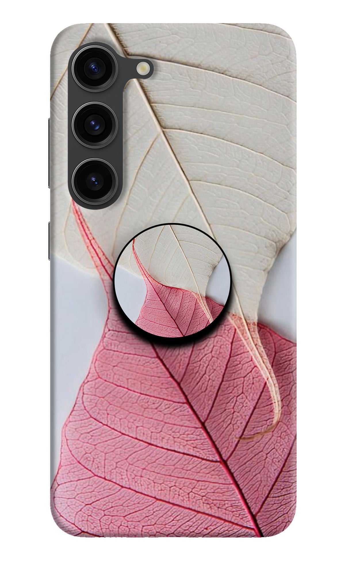 White Pink Leaf Samsung S23 Plus Pop Case
