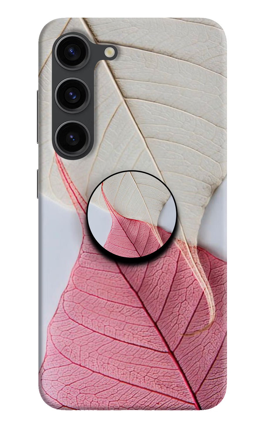 White Pink Leaf Samsung S23 Plus Pop Case, Hard case
