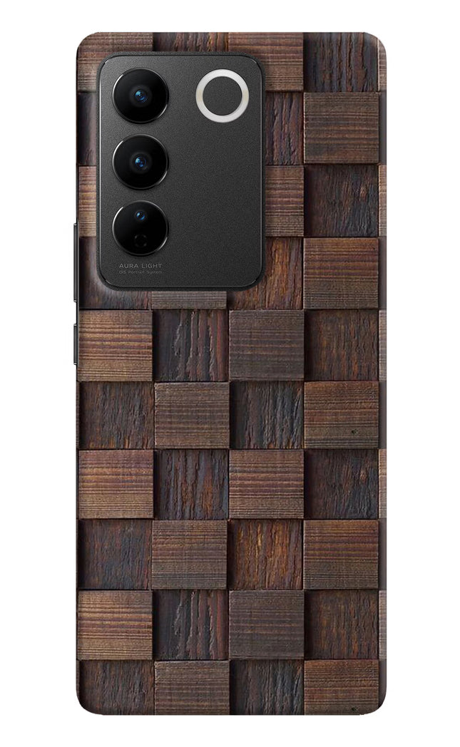 Wooden Cube Design Vivo V27/V27 Pro Hard Case Back Cover by Casekaro