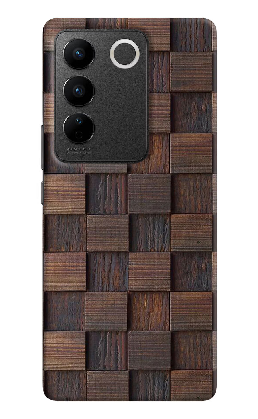 Wooden Cube Design Vivo V27/V27 Pro Back Cover, Hard case