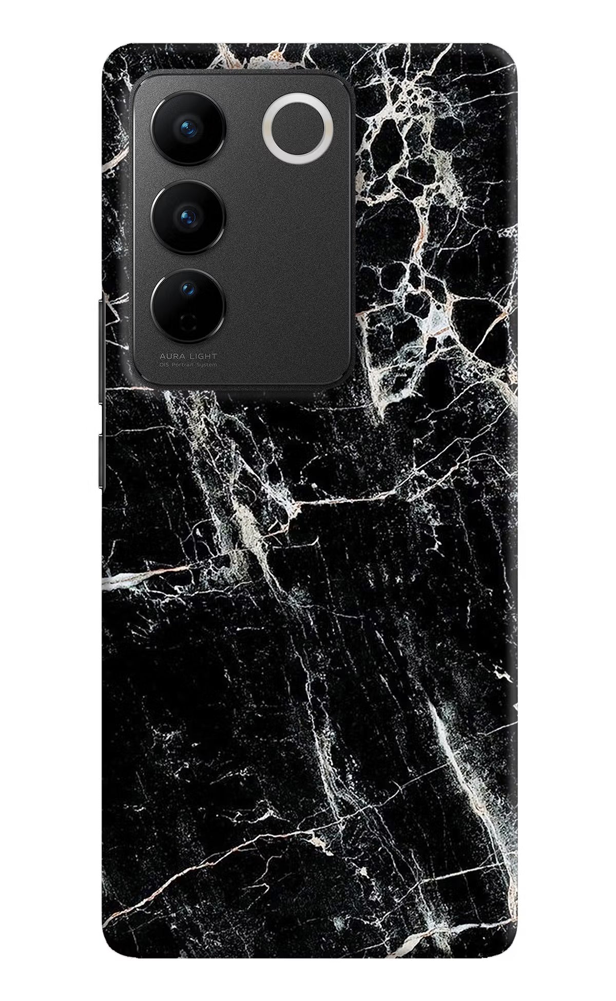 Black Marble Texture Vivo V27/V27 Pro Hard Case Back Cover by Casekaro