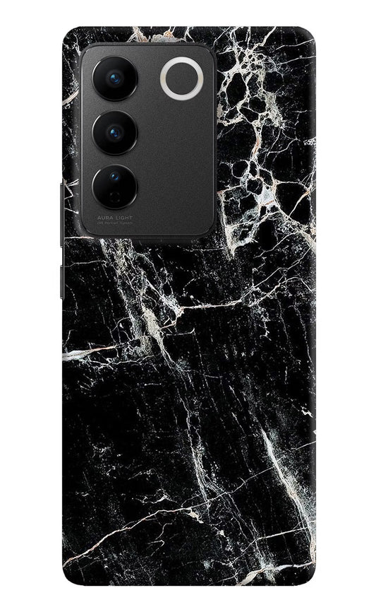 Black Marble Texture Vivo V27/V27 Pro Hard Case Back Cover by Casekaro