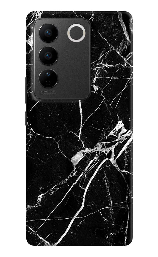 Black Marble Pattern Vivo V27/V27 Pro Hard Case Back Cover by Casekaro