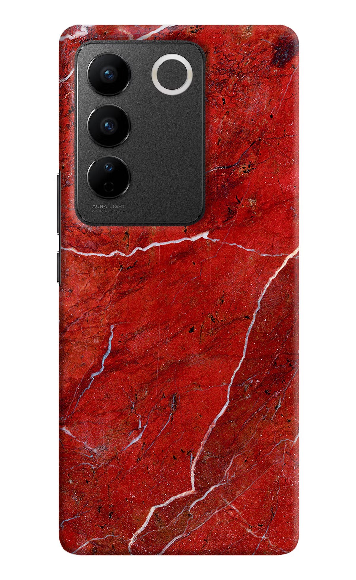 Red Marble Design Vivo V27/V27 Pro Hard Case Back Cover by Casekaro