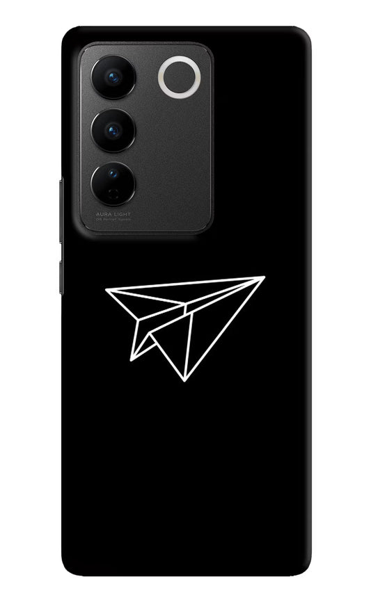 Paper Plane White Vivo V27/V27 Pro Hard Case Back Cover by Casekaro
