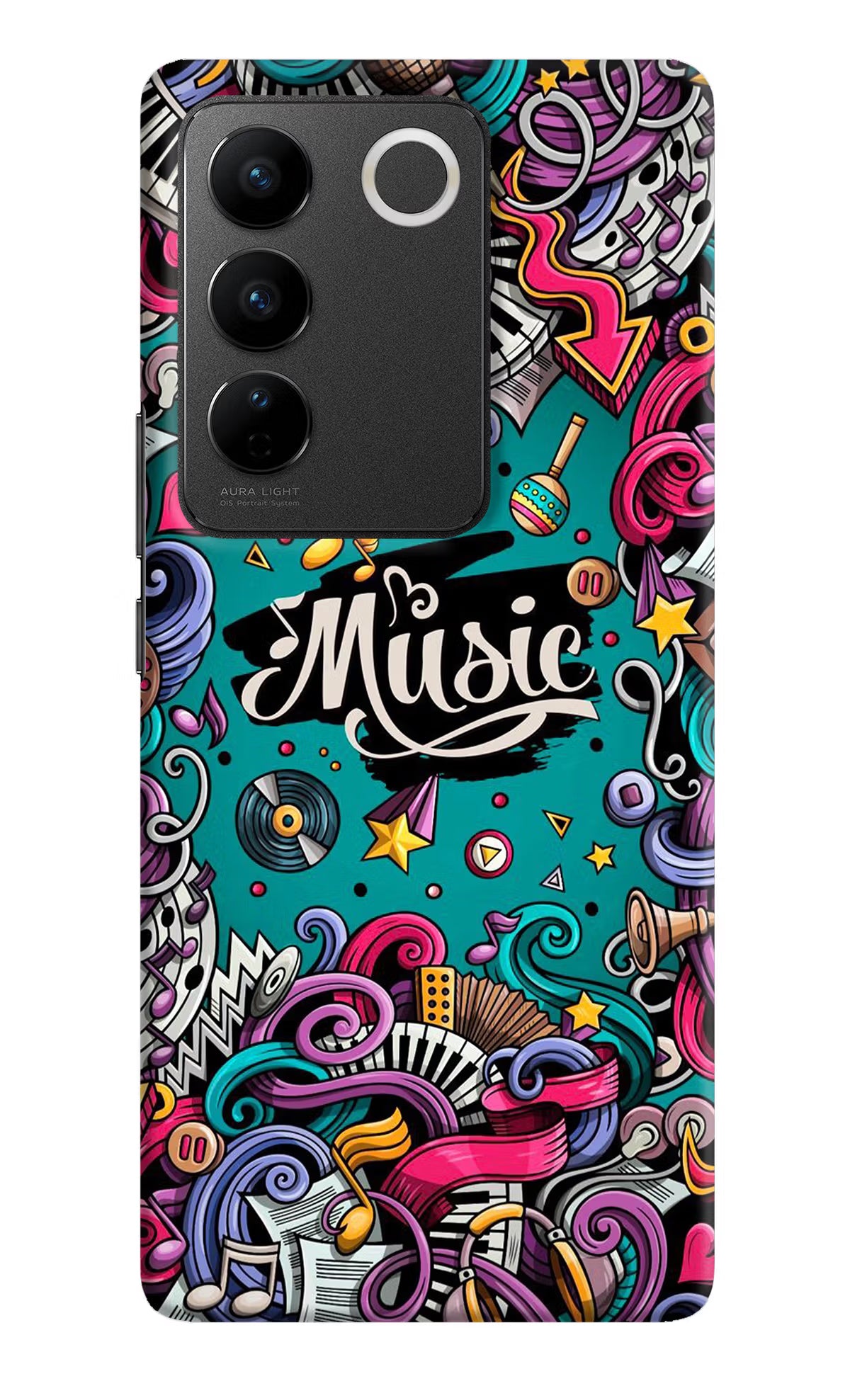 Music Graffiti Vivo V27/V27 Pro Hard Case Back Cover by Casekaro