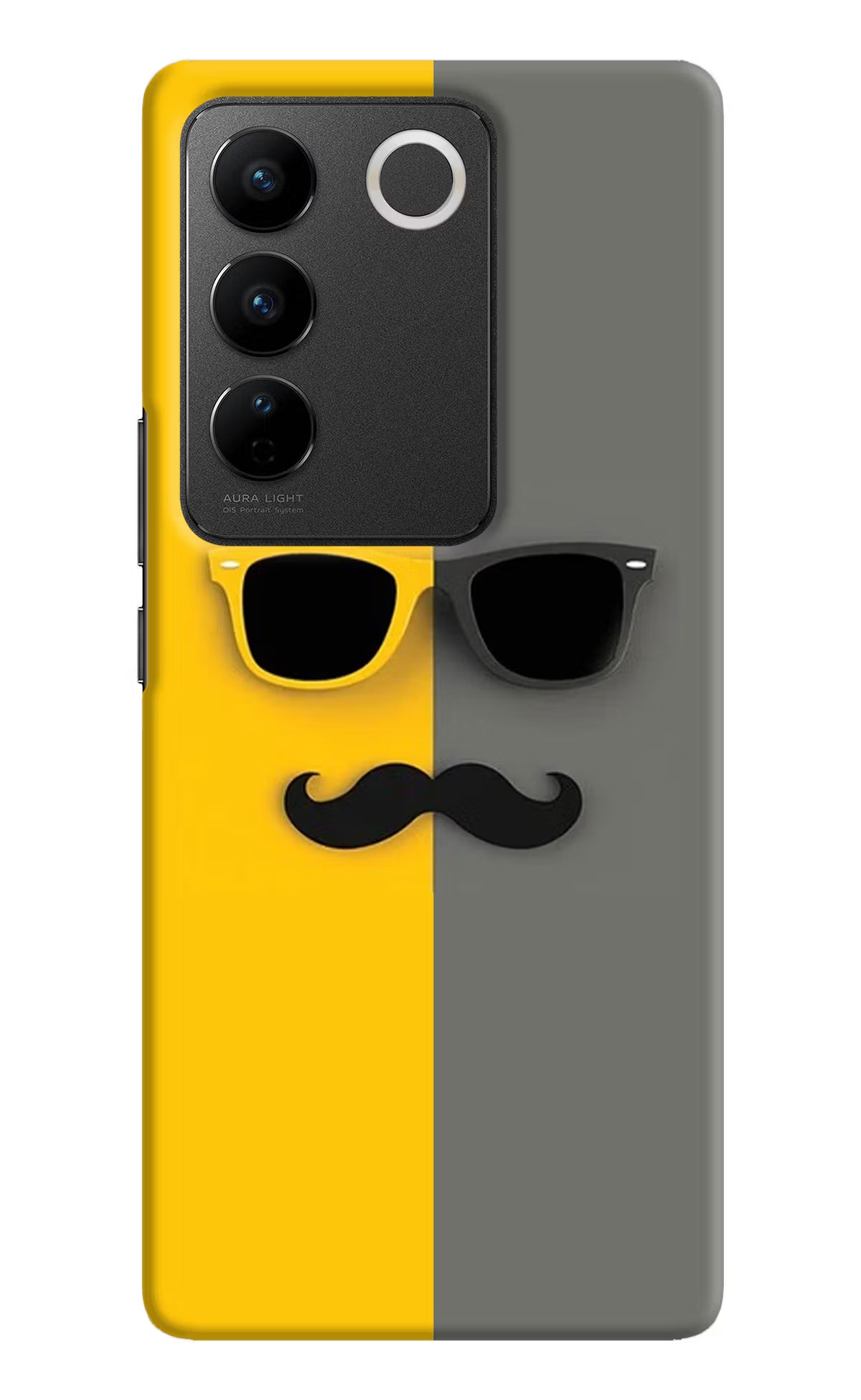 Sunglasses with Mustache Vivo V27/V27 Pro Hard Case Back Cover by Casekaro