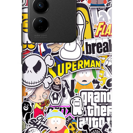 Sticker Bomb Vivo V27/V27 Pro Hard Case Back Cover by Casekaro