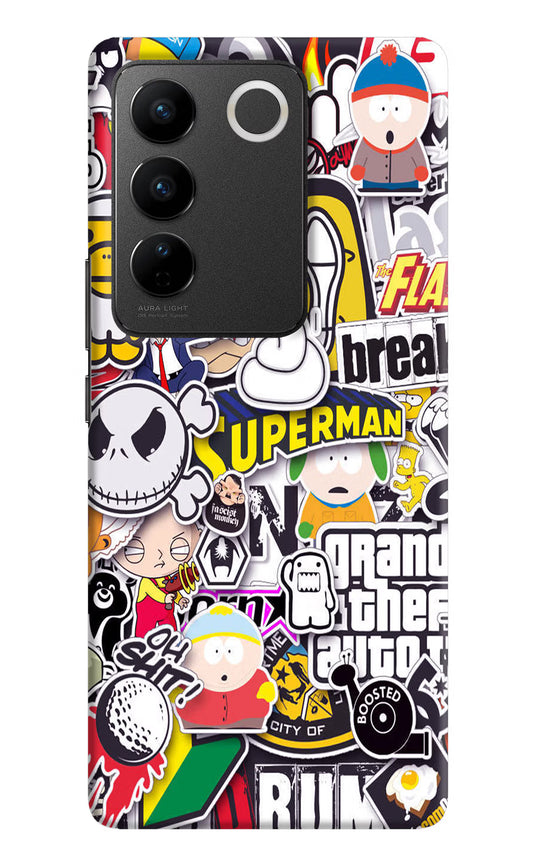 Sticker Bomb Vivo V27/V27 Pro Hard Case Back Cover by Casekaro