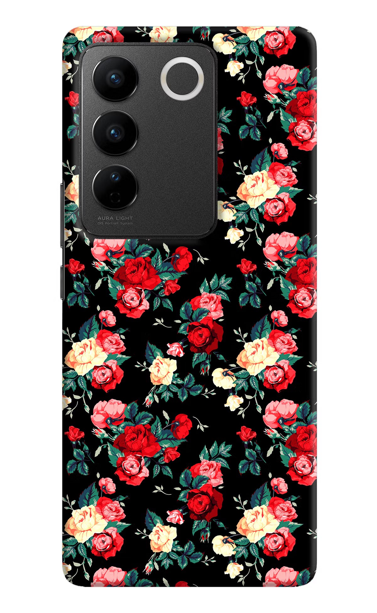 Rose Pattern Vivo V27/V27 Pro Hard Case Back Cover by Casekaro