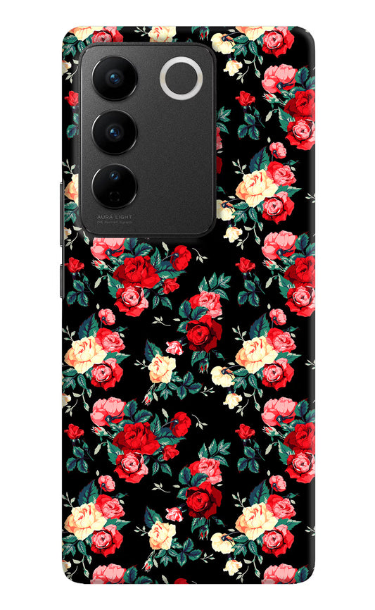 Rose Pattern Vivo V27/V27 Pro Hard Case Back Cover by Casekaro