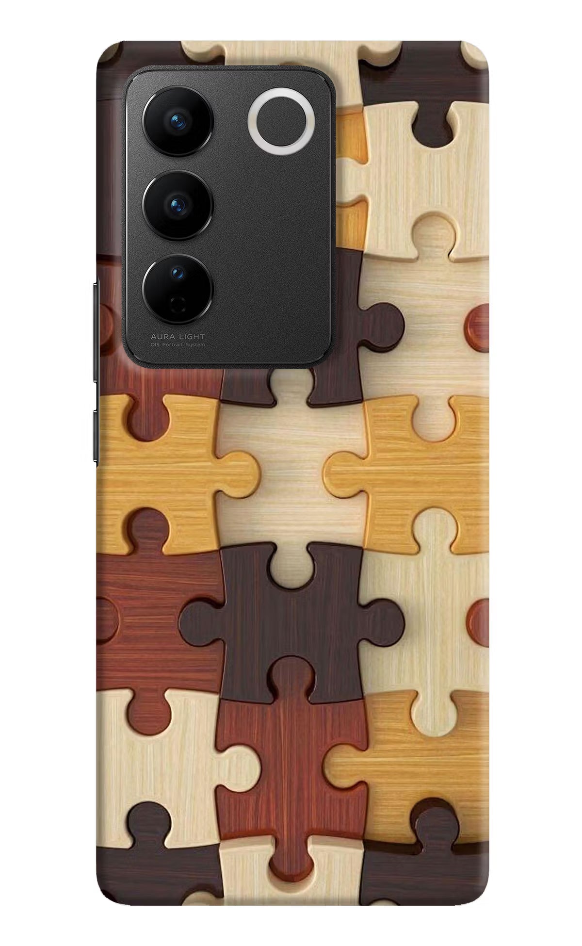Wooden Puzzle Vivo V27/V27 Pro Hard Case Back Cover by Casekaro