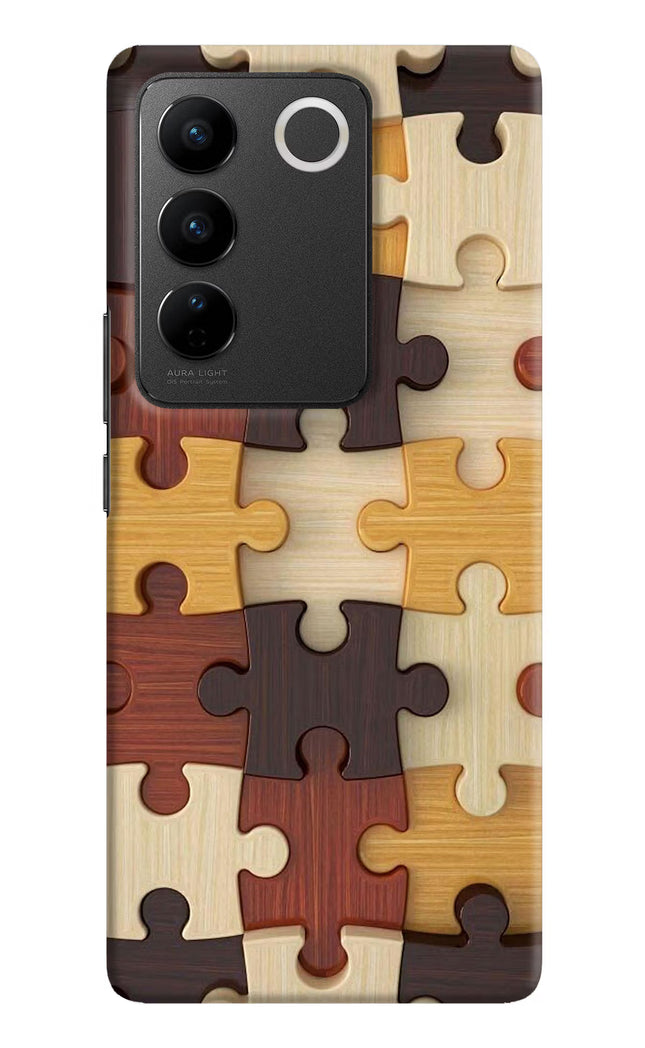 Wooden Puzzle Vivo V27/V27 Pro Hard Case Back Cover by Casekaro
