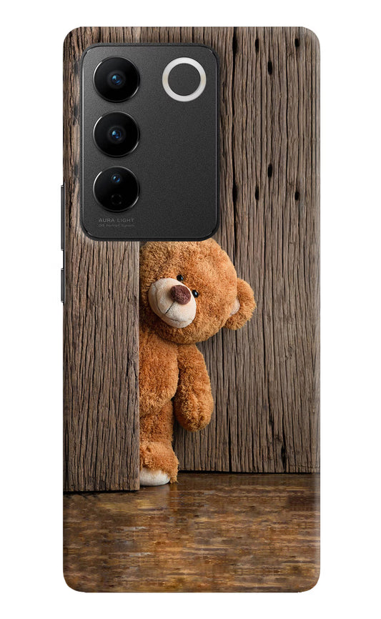 Teddy Wooden Vivo V27/V27 Pro Hard Case Back Cover by Casekaro