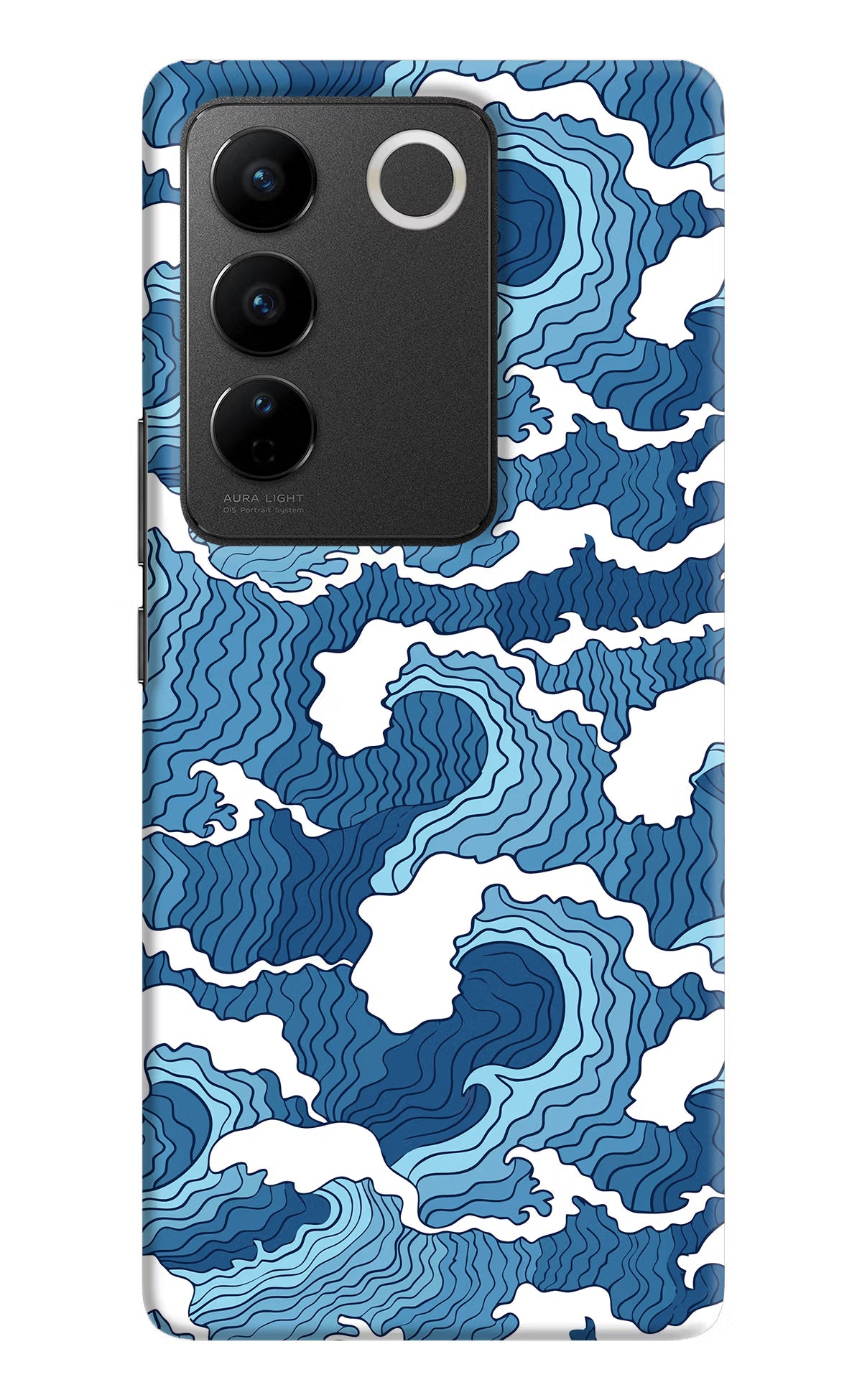 Blue Waves Vivo V27/V27 Pro Hard Case Back Cover by Casekaro