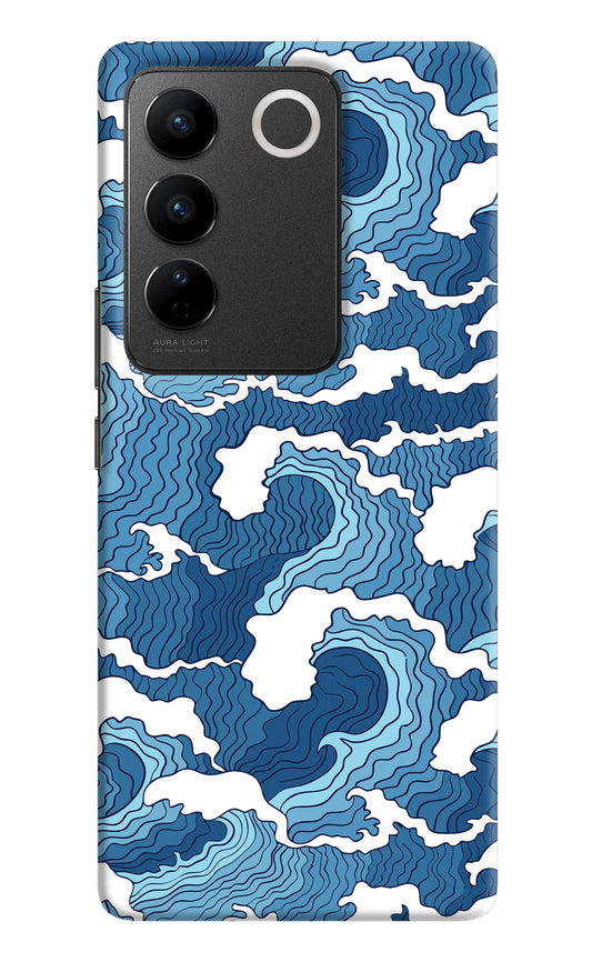 Blue Waves Vivo V27/V27 Pro Hard Case Back Cover by Casekaro