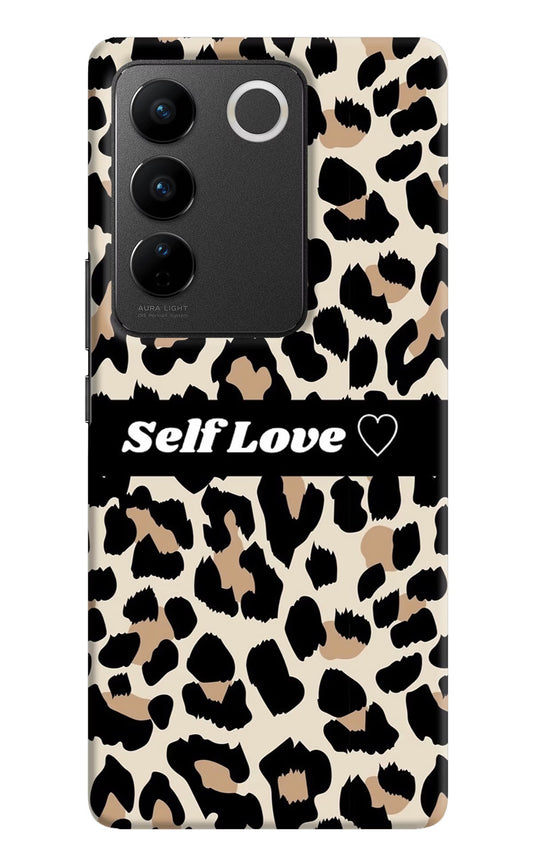 Leopard Print Self Love Vivo V27/V27 Pro Hard Case Back Cover by Casekaro