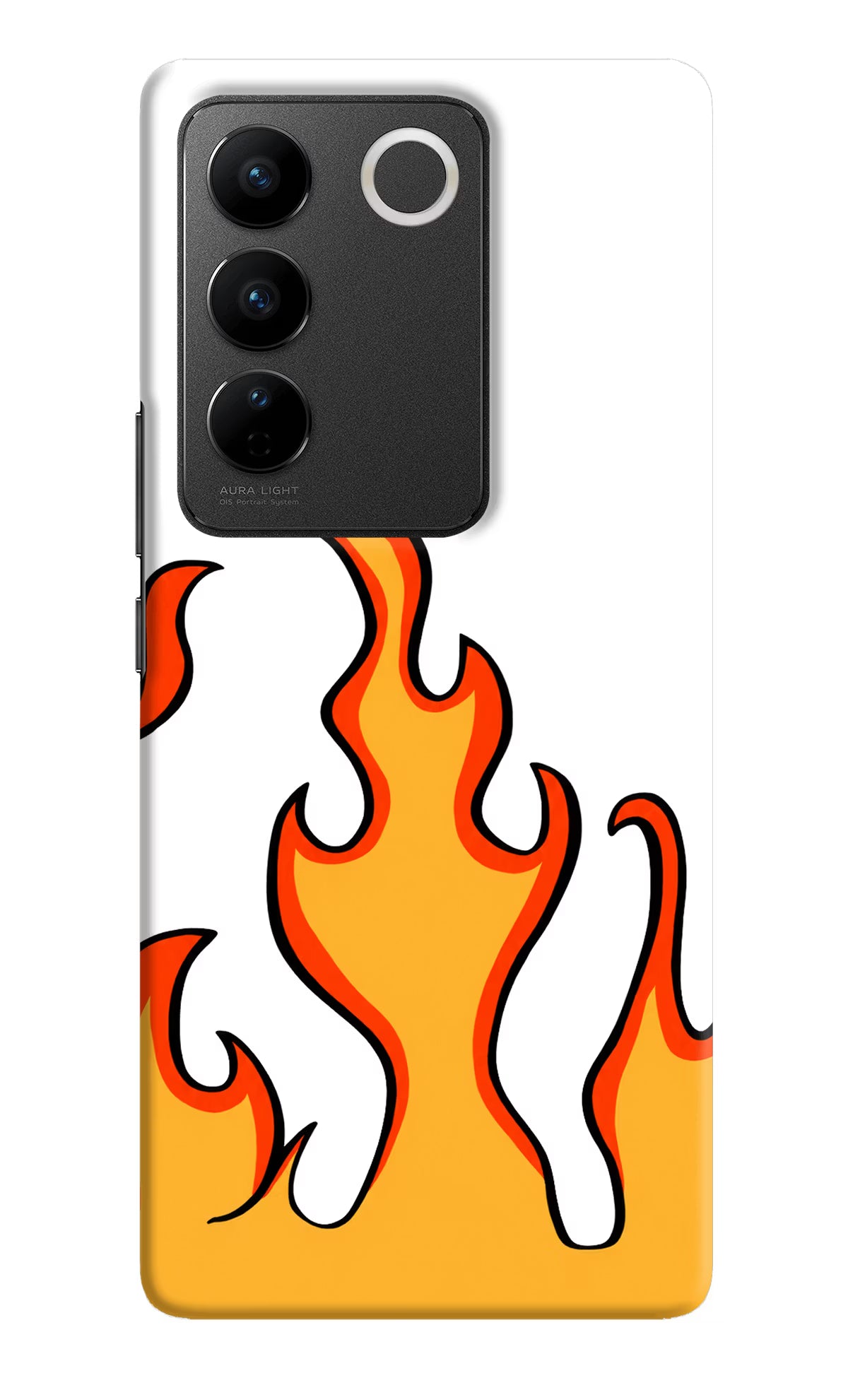 Fired Up – White Vivo V27/V27 Pro Hard Case Back Cover by Casekaro