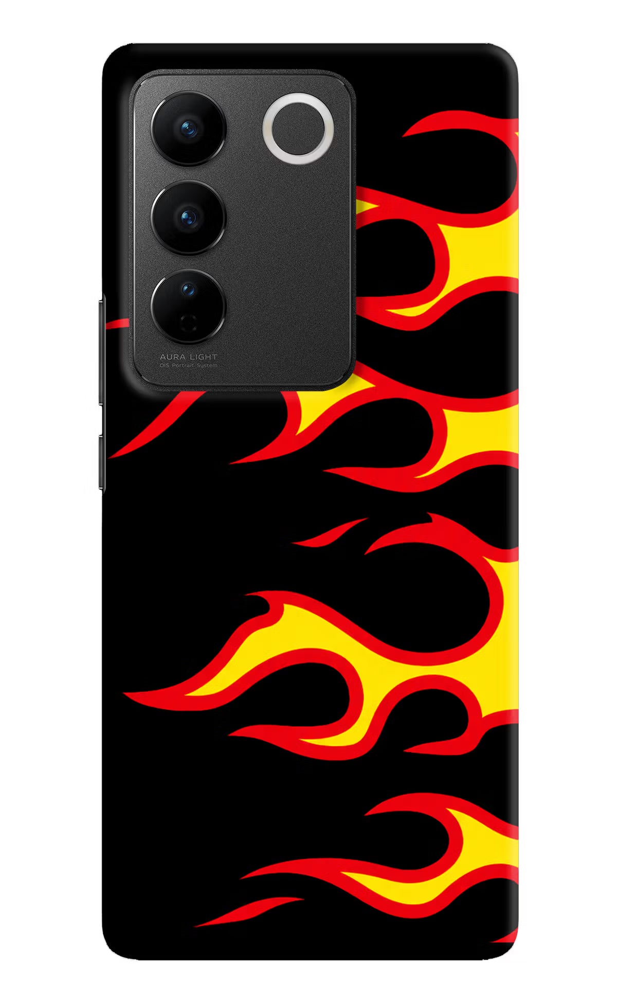 Side Sweep Flames Vivo V27/V27 Pro Hard Case Back Cover by Casekaro