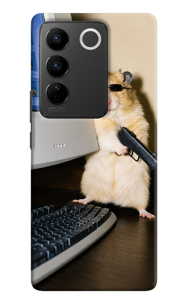 Hacker Hamster Vivo V27/V27 Pro Hard Case Back Cover by Casekaro