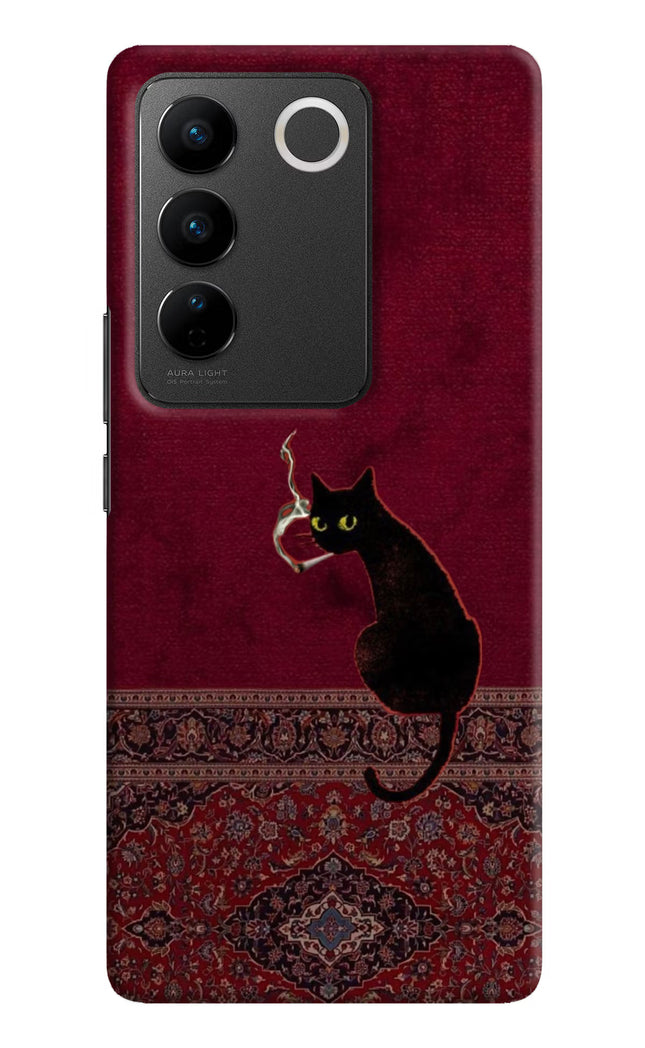 Midnight Cat Vivo V27/V27 Pro Hard Case Back Cover by Casekaro