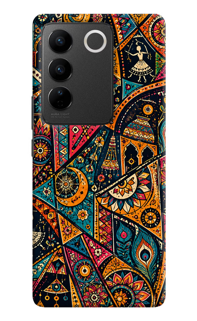 Folk Print Vivo V27/V27 Pro Hard Case Back Cover by Casekaro