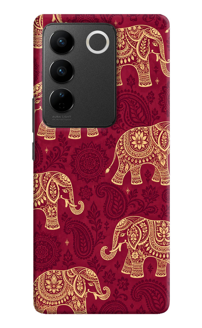 Maroon Elephant Vivo V27/V27 Pro Hard Case Back Cover by Casekaro