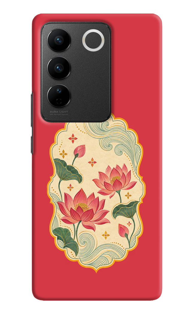 Pink Lotus Vivo V27/V27 Pro Hard Case Back Cover by Casekaro