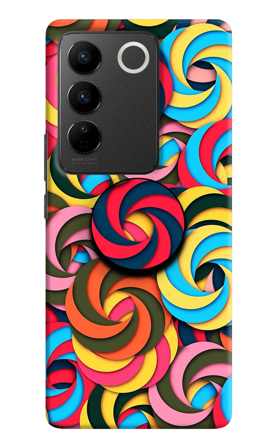Spiral Pattern Vivo V27/V27 Pro Pop Case, Hard case