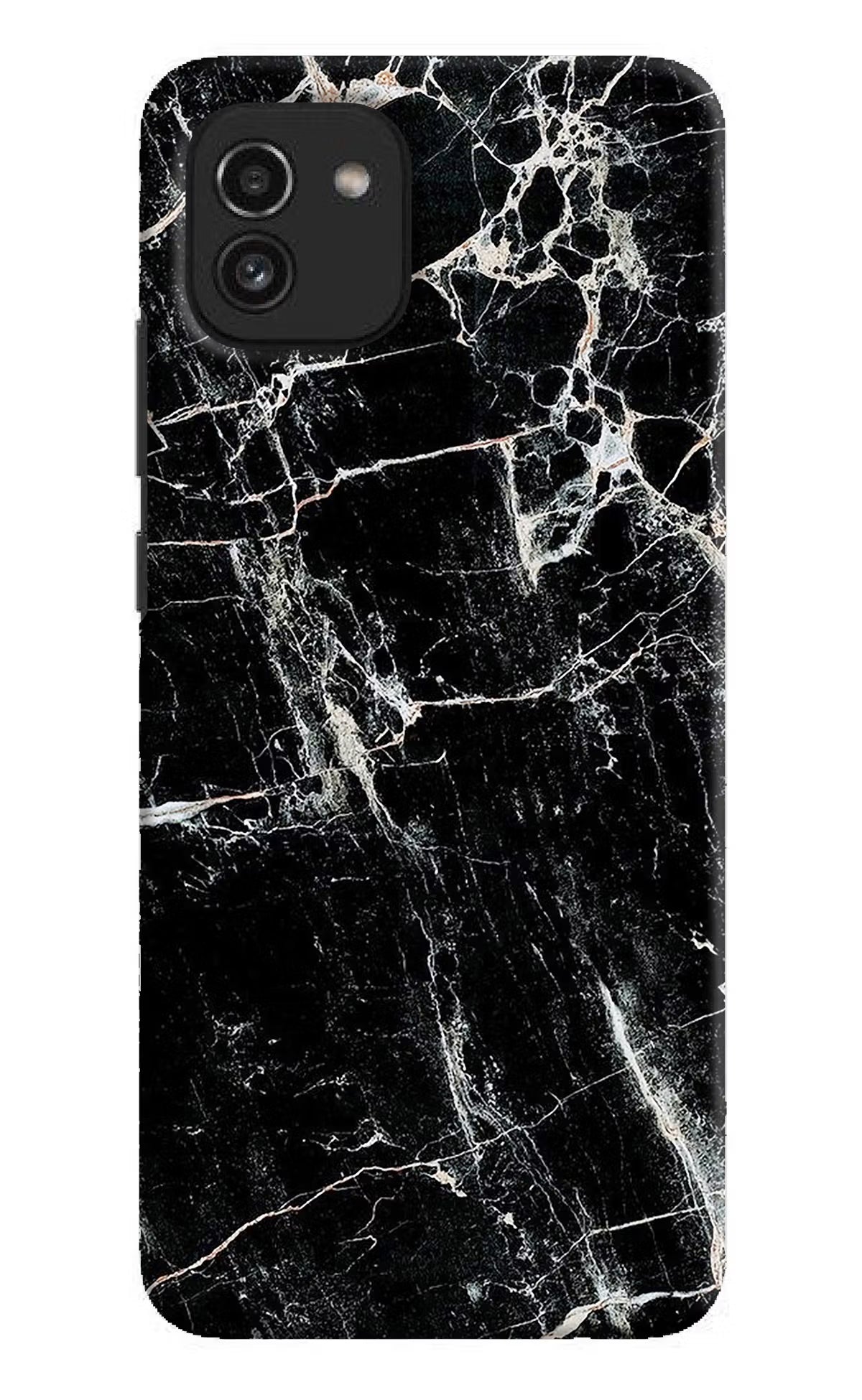 Black Marble Texture Samsung A03 Hard Case Back Cover by Casekaro
