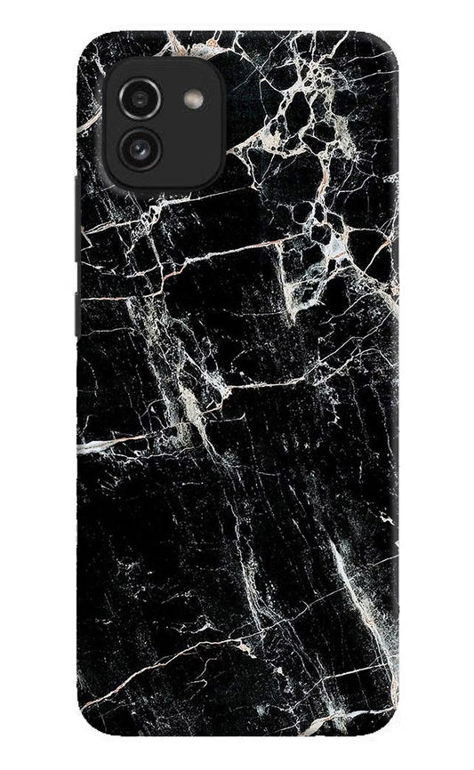 Black Marble Texture Samsung A03 Hard Case Back Cover by Casekaro