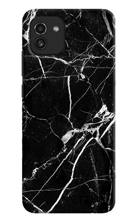 Black Marble Pattern Samsung A03 Hard Case Back Cover by Casekaro
