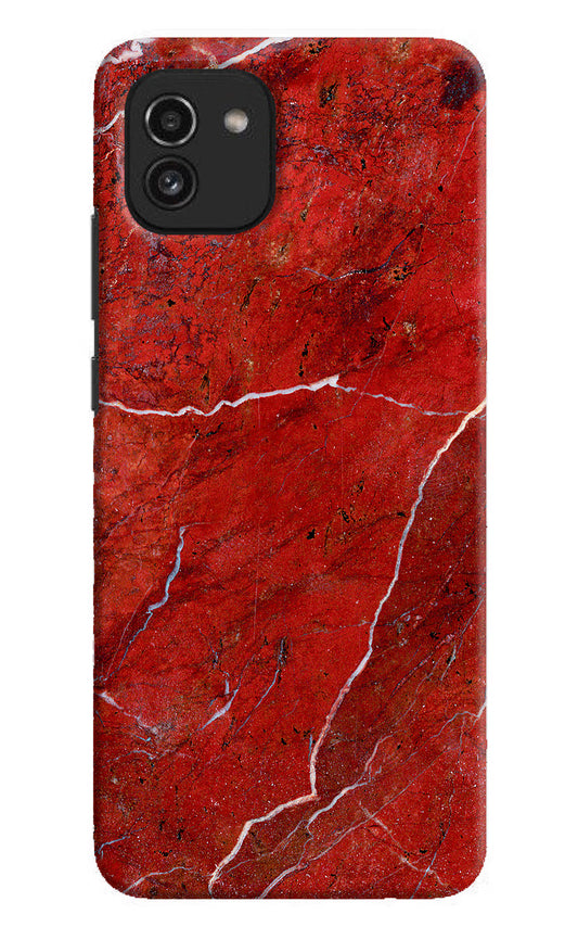 Red Marble Design Samsung A03 Hard Case Back Cover by Casekaro