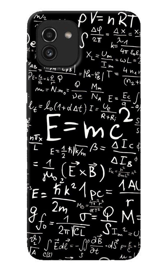 Physics Albert Einstein Formula Samsung A03 Back Cover