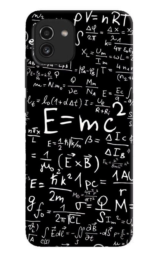Physics Formula Samsung A03 Hard Case Back Cover by Casekaro