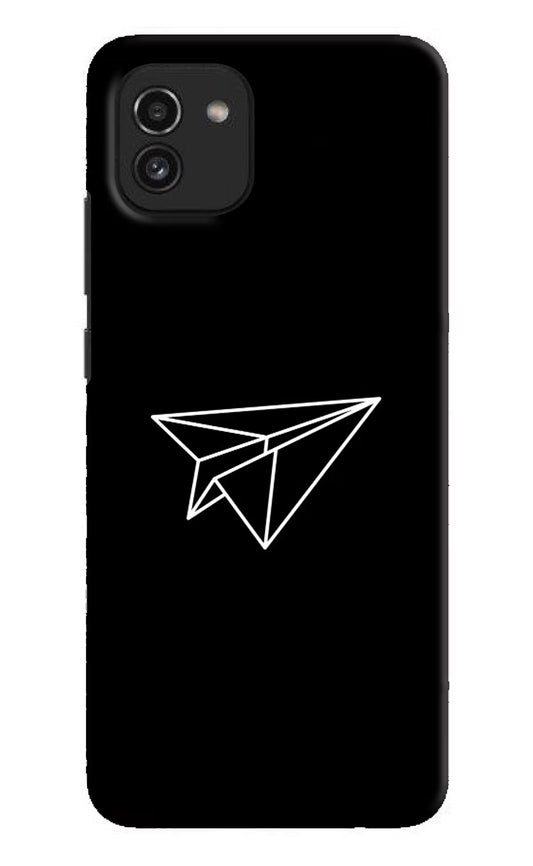 Paper Plane White Samsung A03 Hard Case Back Cover by Casekaro