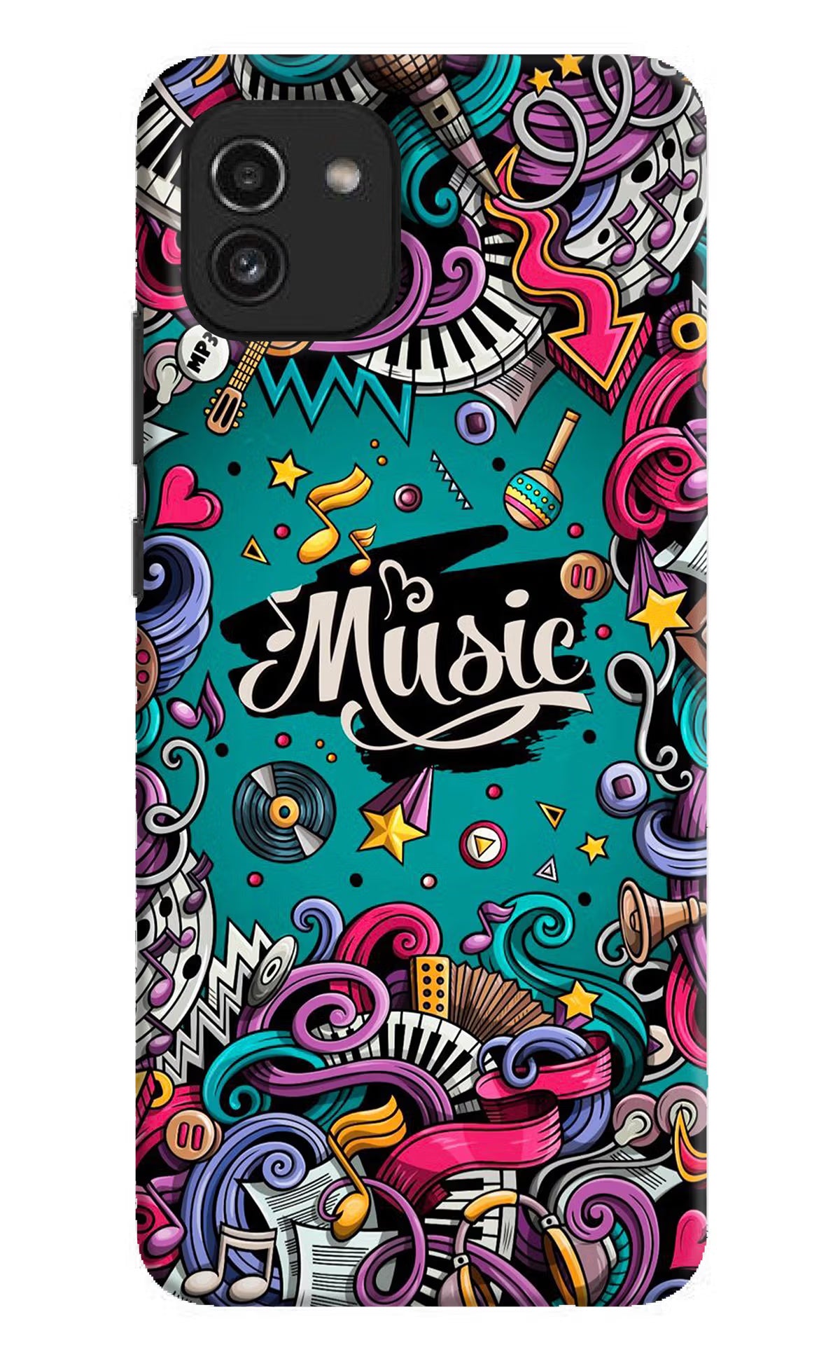Music Graffiti Samsung A03 Hard Case Back Cover by Casekaro