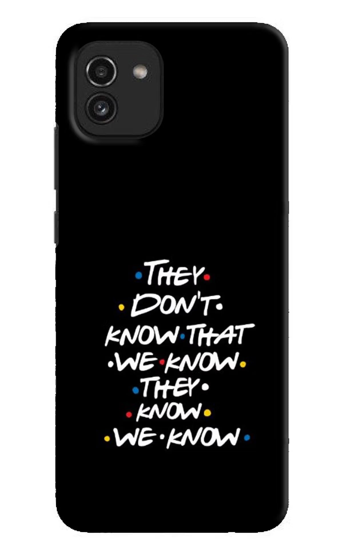 FRIENDS Dialogue Samsung A03 Hard Case Back Cover by Casekaro