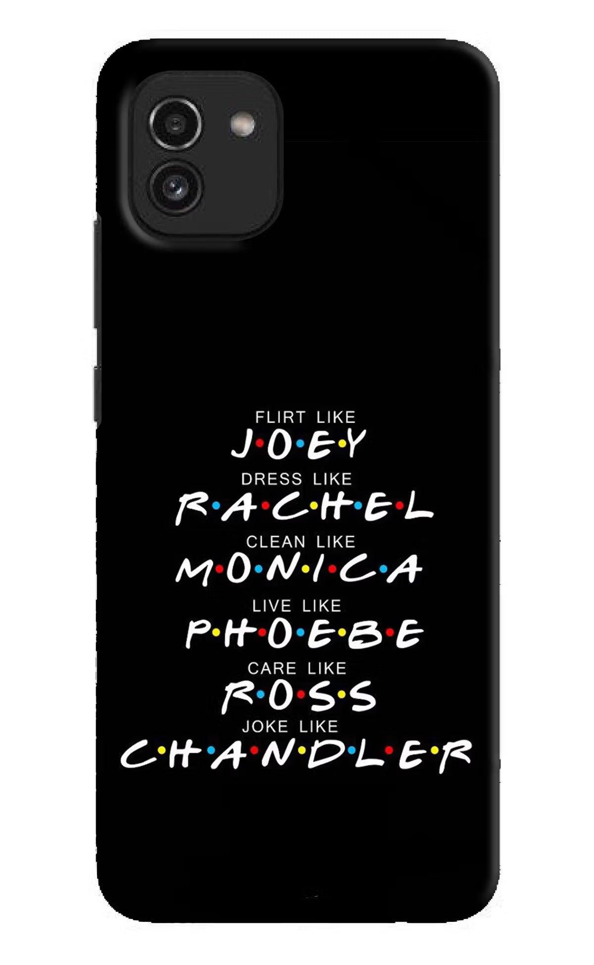 FRIENDS Character Samsung A03 Hard Case Back Cover by Casekaro