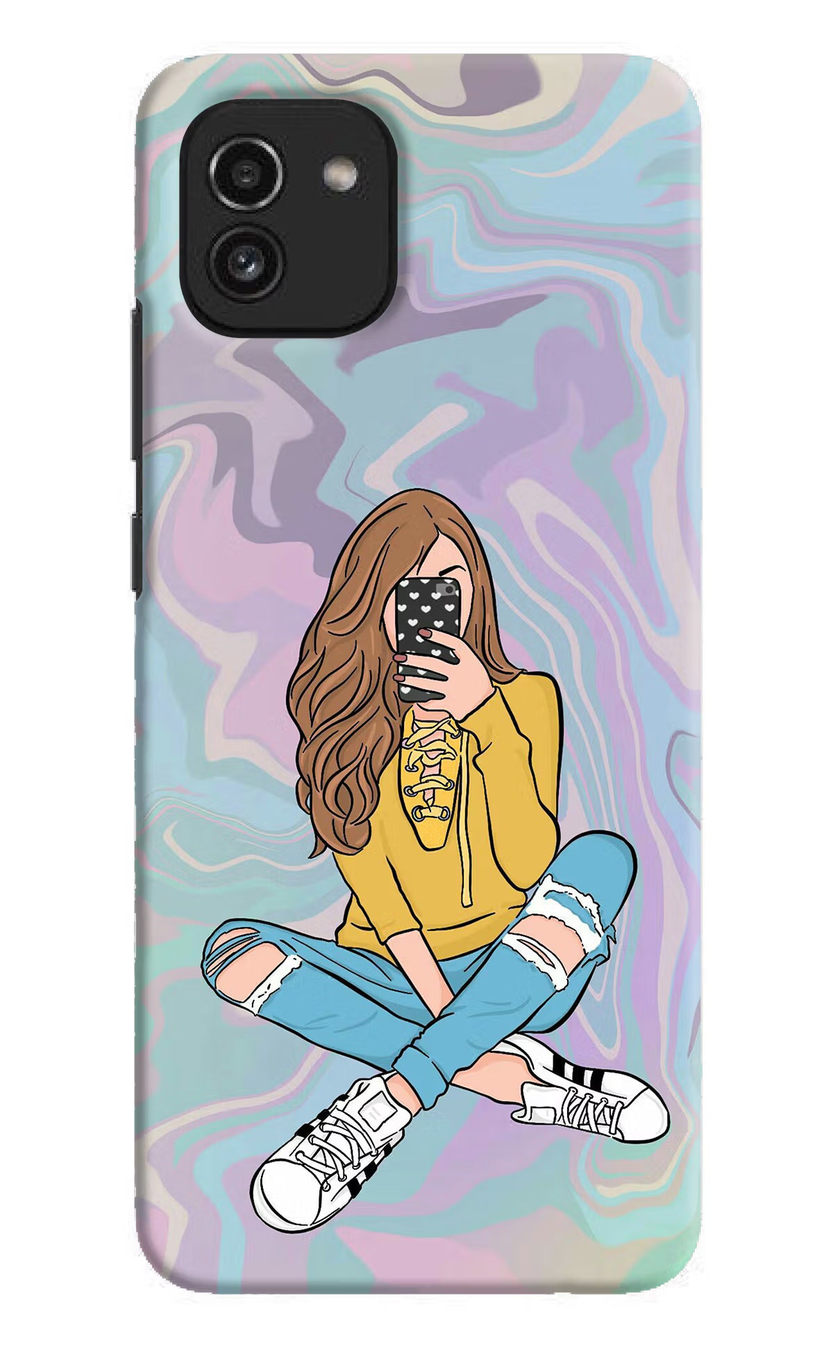 Selfie Girl Samsung A03 Hard Case Back Cover by Casekaro