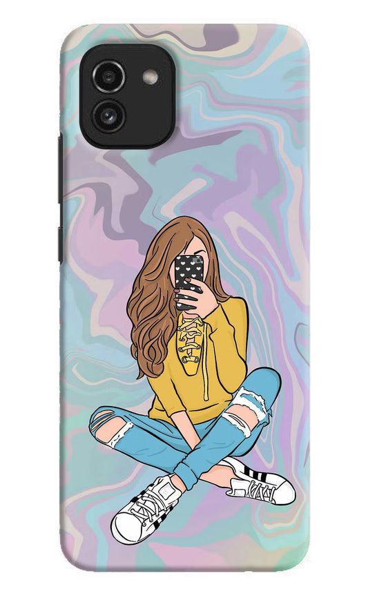 Selfie Girl Samsung A03 Hard Case Back Cover by Casekaro