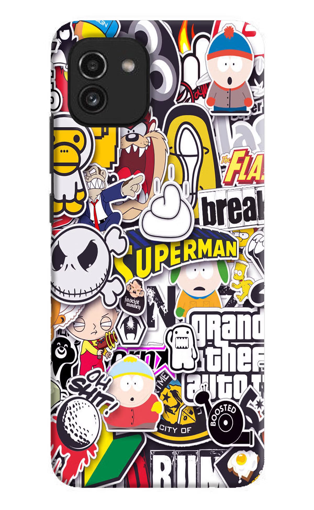 Sticker Bomb Samsung A03 Hard Case Back Cover by Casekaro
