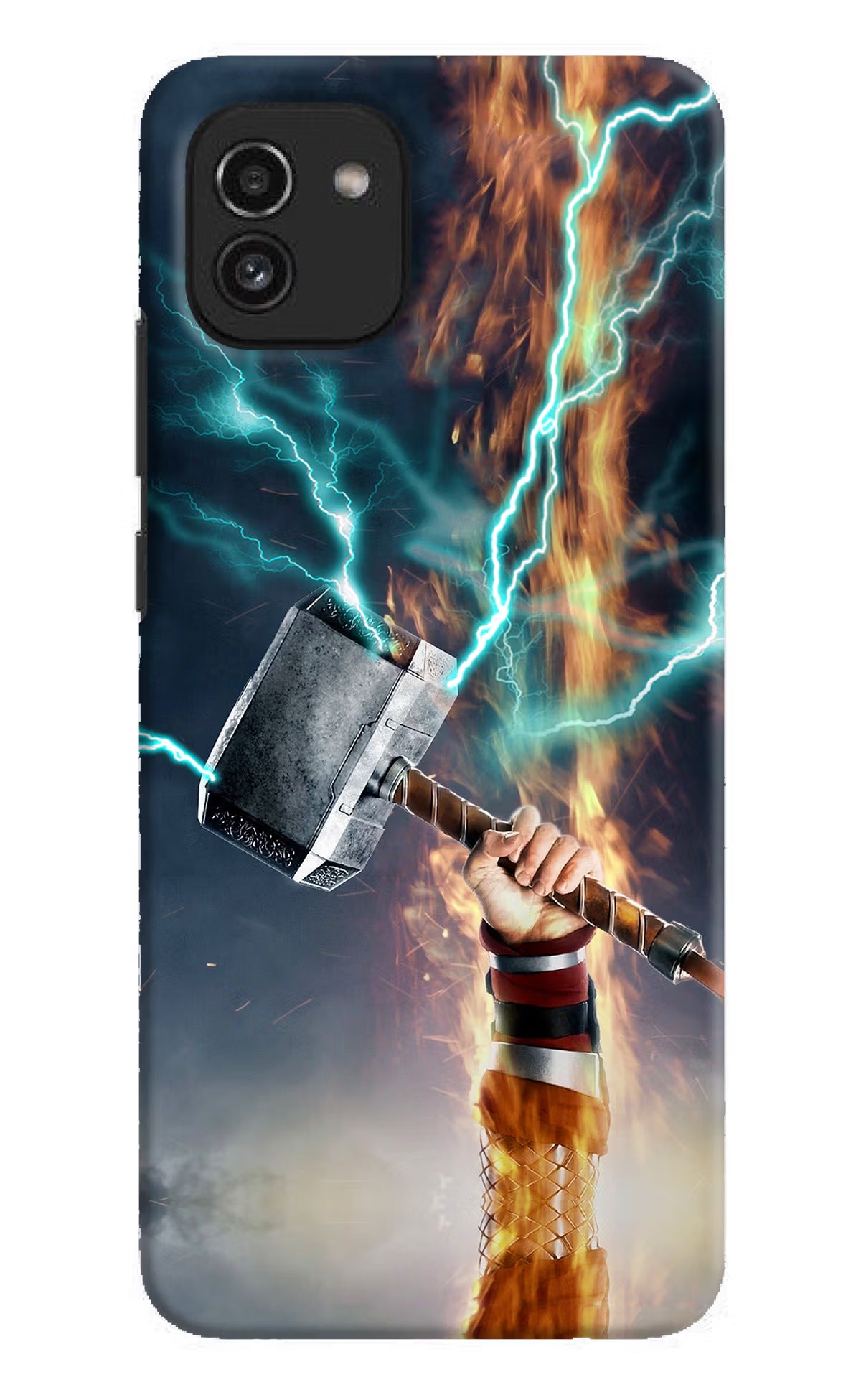 Thor Hammer Mjolnir Samsung A03 Hard Case Back Cover by Casekaro