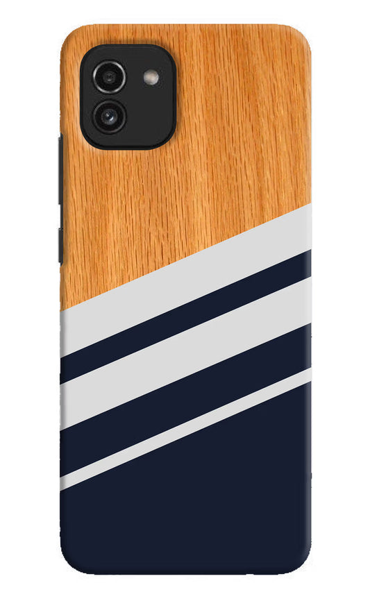 Blue and white wooden Samsung A03 Hard Case Back Cover by Casekaro
