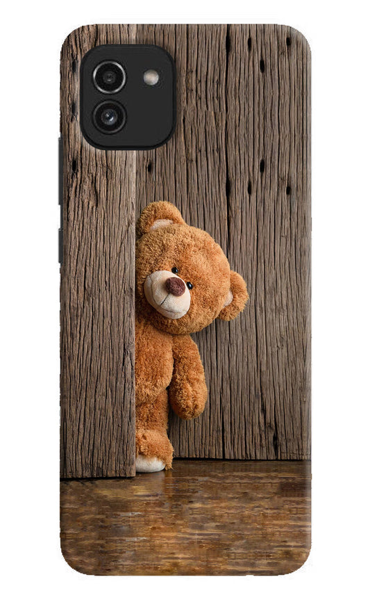 Teddy Wooden Samsung A03 Hard Case Back Cover by Casekaro