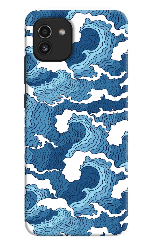 Blue Waves Samsung A03 Hard Case Back Cover by Casekaro