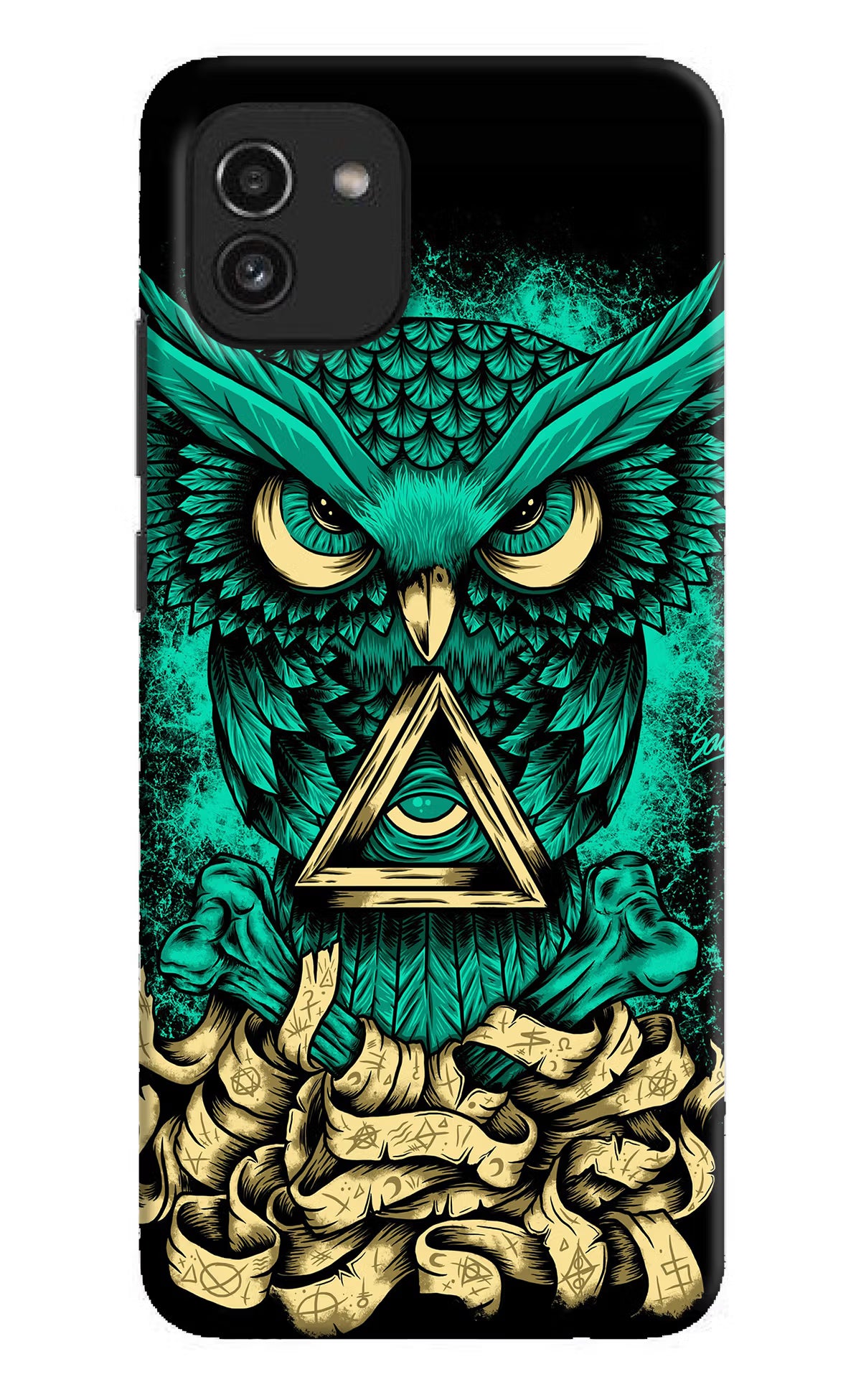 Green Owl Samsung A03 Hard Case Back Cover by Casekaro