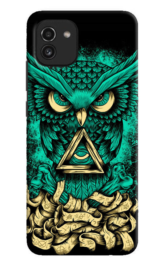 Green Owl Samsung A03 Hard Case Back Cover by Casekaro