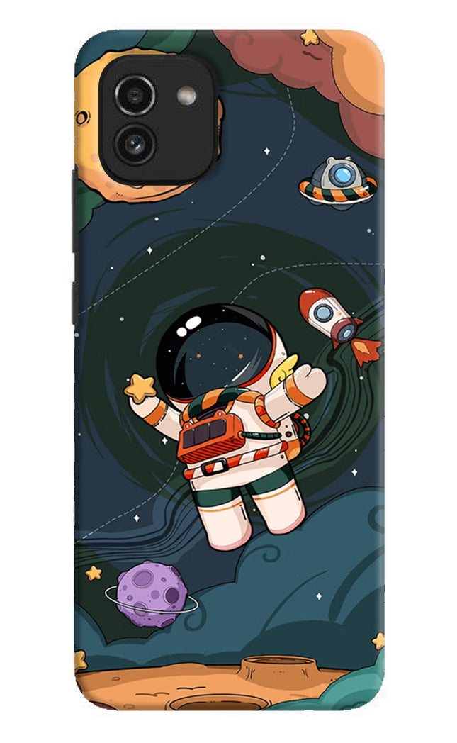 Cartoon Astronaut Samsung A03 Hard Case Back Cover by Casekaro