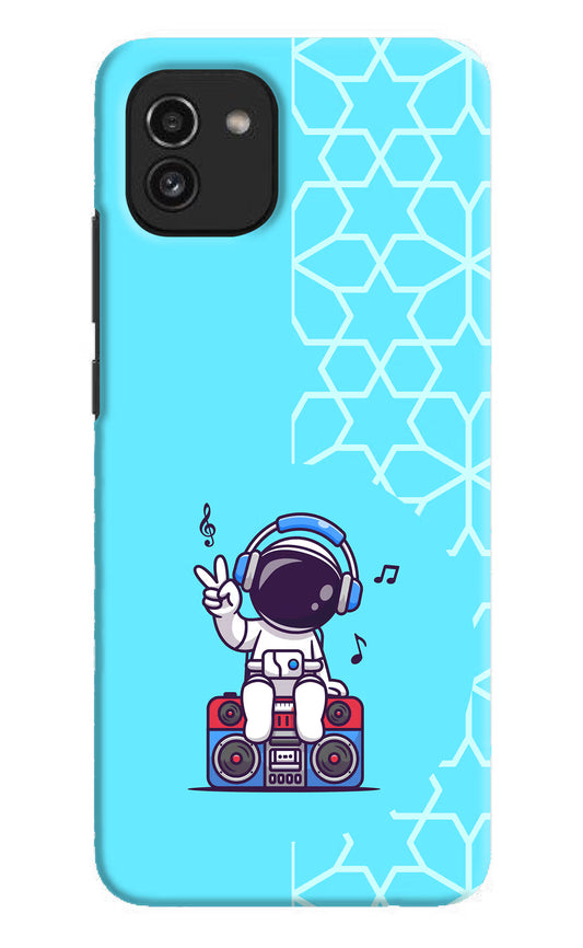 Cute Astronaut Chilling Samsung A03 Hard Case Back Cover by Casekaro